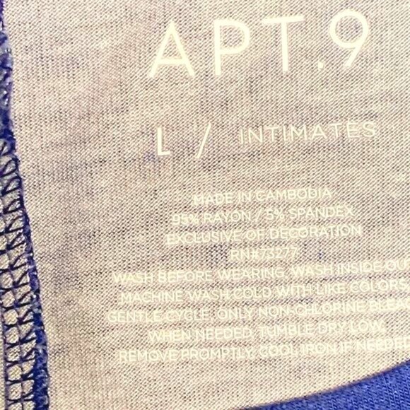 Apt 9 Rayon Spandex Blend Floral Print Navy Blue Short Sleeve Casual Blouse Sz L - Picture 10 of 12